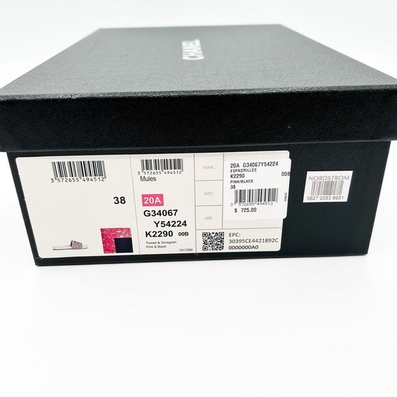 Chanel CC Logo Espadrilles Sandals Pink Tweed Slides Mules EU 38 US 7-7.5 - Picture 14 of 14